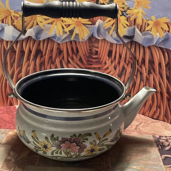 Vintage ASTA Enamelware Cookware 9” Teapot w/ Lid/Handle/Germany