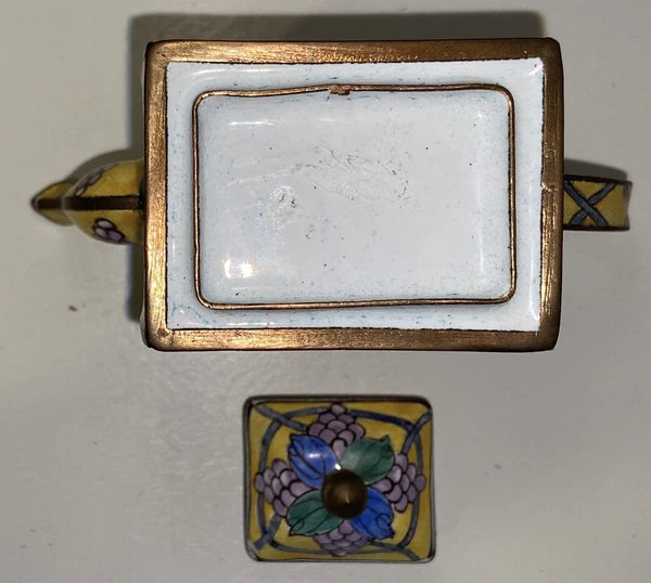 Vintage Miniature Enamel Teapot Hummingbird Hand painted