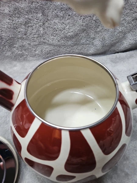 GIRAFFE TEAPOT Supreme Housewares Whistling  Enamel On Steel Tea Kettle