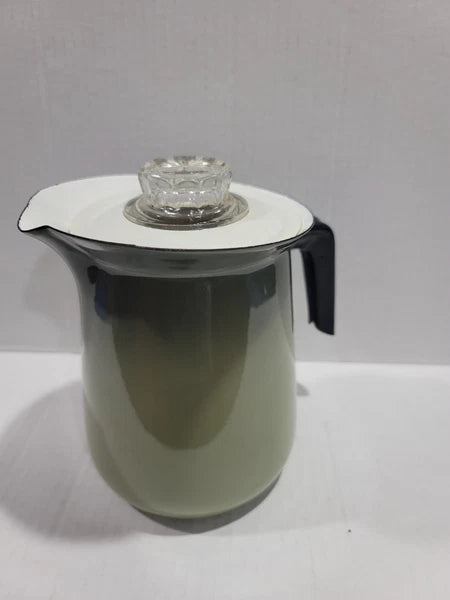 Vintage Enamelware Avocado Green Teapot( Read Description )