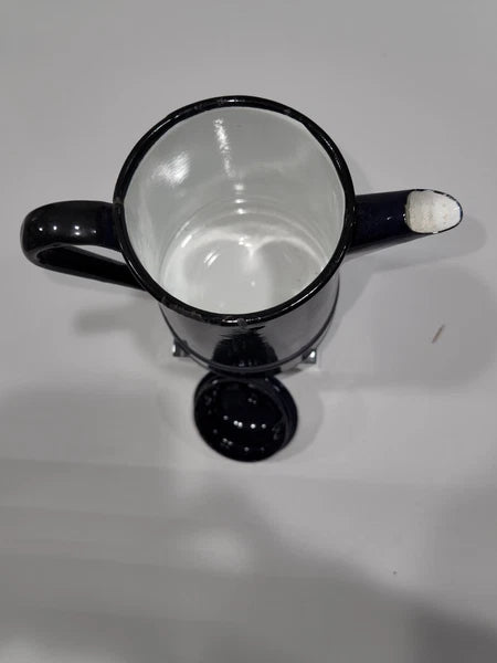 Vintage  Cobalt Blue Enamelware Teapot/Pitcher  Goose neck spout  Poland RARE