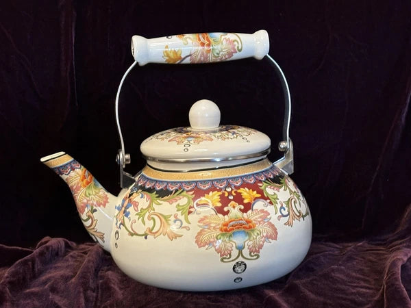 Vintage Floral Enamel Tea Kettle -   2.5L Stovetop