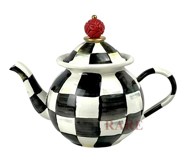 MacKenzie-Childs Courtly Check Enamel Tea For Me Pot New No Box