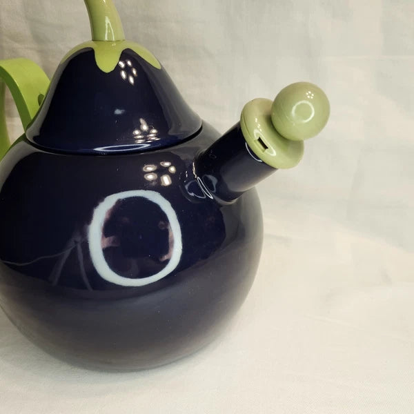 VTG Copco Eggplant Enamel Tea Kettle Teapot Blue Green~Lid & Spout~ PRETTY!!