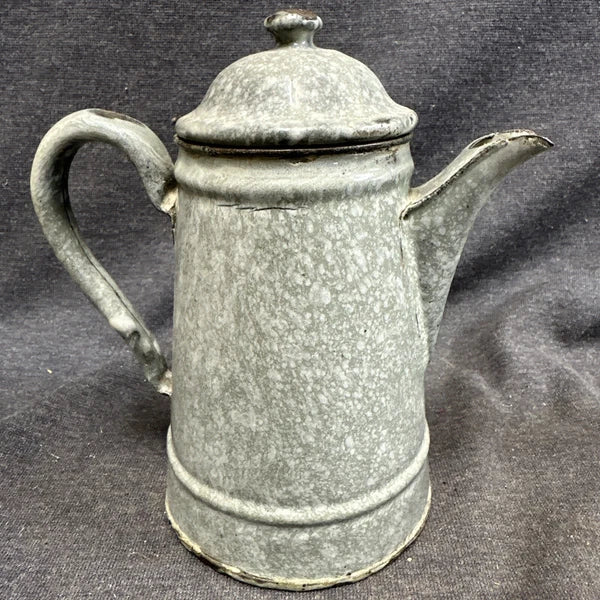 Early Small Gray Granite Ware Enamel Coffee Tea Pot 5"
