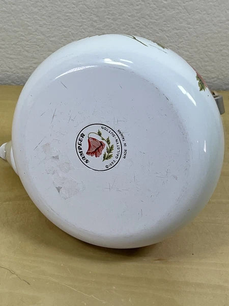 vtg 1983 Enamel Dogwood Tea Pot Kettle Gailstyn-Sutton Cottagecore