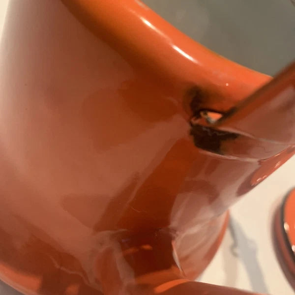 Vintage Orange Baked Enamel Ware Tea Pot Kettle by OTO Japan MOD KITCHEN