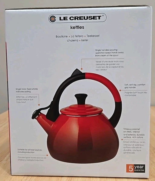 Lecreuset Oolong Whistling Tea Kettle 1.6 Qt Enamel on Steel Shell Pink NIB