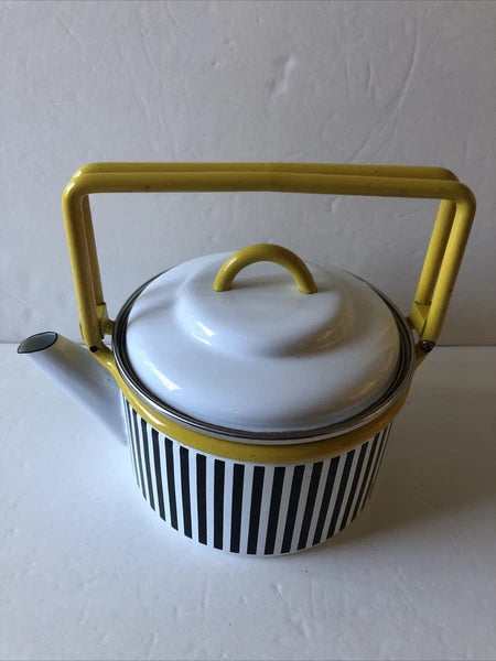 Gailstyn-Sutton Katja House Enamel Teapot Kettle 1984 Abstract Bar Code Design
