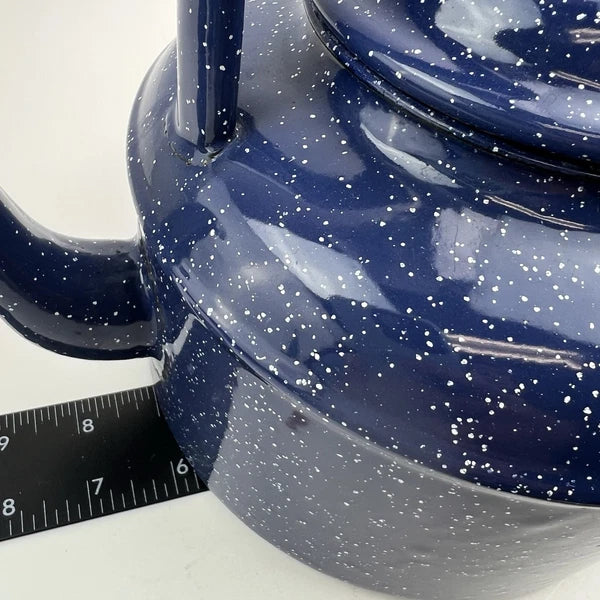 Vintage Blue Enamel Enamelware Teapot Kettle Lid