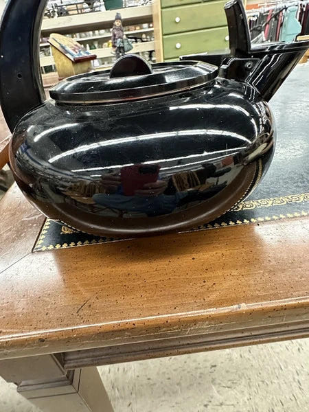 mcm MODERN BLACK enamel  Tea Kettle Good Condition