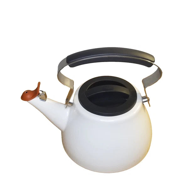 Dansk 2 Qt Kettle Steam.E Michael Graves Studio White Enamel Tea Pot Lid Whistle