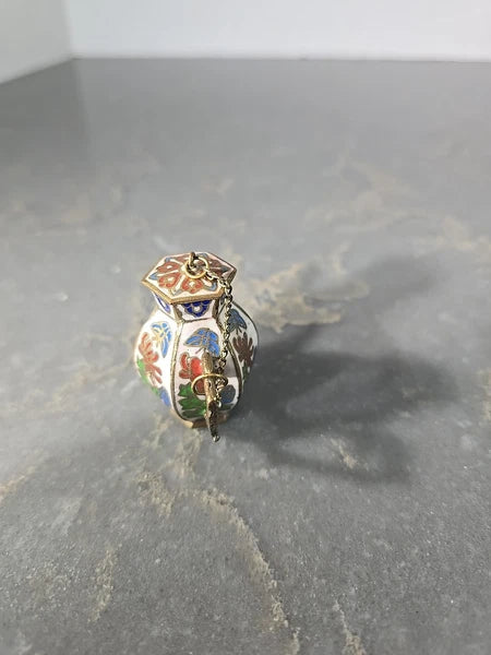 Vintage Cloisonné Brass & Enamel Miniature Lidded Tea Pot