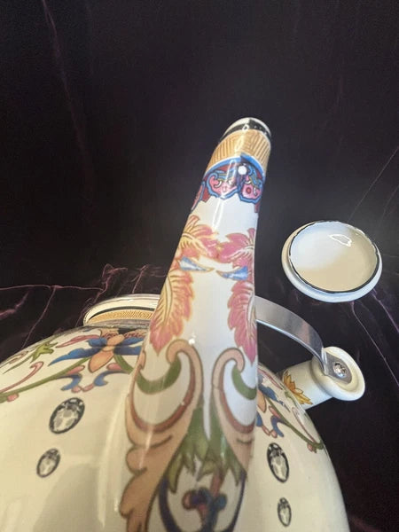 Vintage Floral Enamel Tea Kettle -   2.5L Stovetop