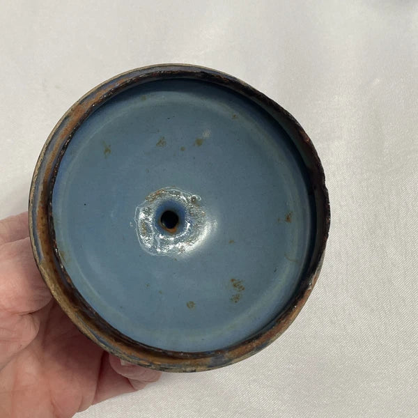 VINTAGE MID CENTURY BLUE ENAMEL TEA POT KETTLE COFFEE FARMHOUSE JAPAN