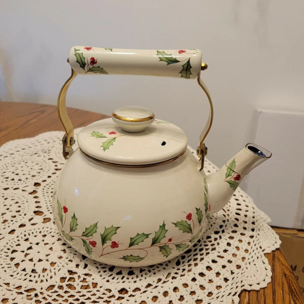 NEW Lenox Porcelain Enameled Holiday Teapot