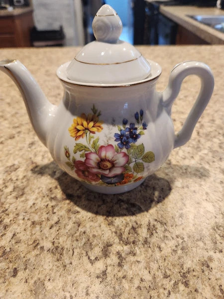 vintage floral teapot made in japan