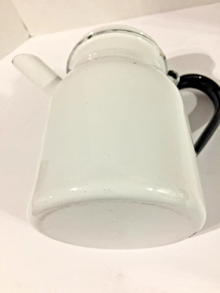 Vintage White Enamelware Coffee/Tea Pot Kitchen,Cottage,Farmhouse Camping Décor!