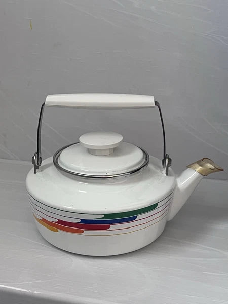 Vintage Studio Nova Hi Fi Enamel Homestead Kettle 542 2QT JAPAN Teapot Atomic