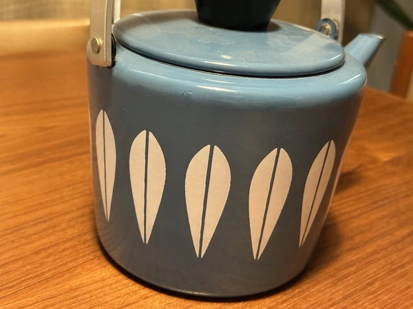 Mid-century Vintage Baby Blue Enamel Lotus Catherine Holm Tea Kettle Pot