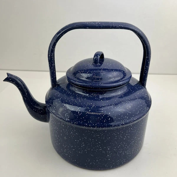 Vintage Blue Enamel Enamelware Teapot Kettle Lid