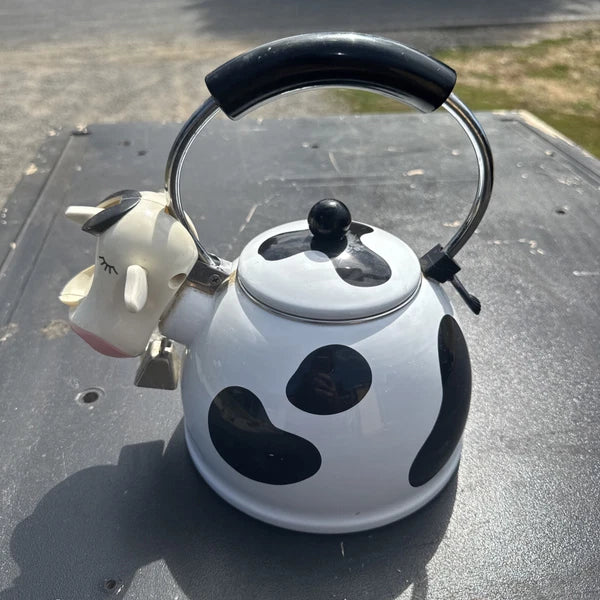 ⁶ Vintage Rare M Kamenstein Cow Tea Kettle Enamel Whistling Teapot 1992