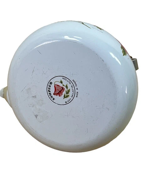 vtg 1983 Enamel Dogwood Tea Pot Kettle Gailstyn-Sutton Cottagecore