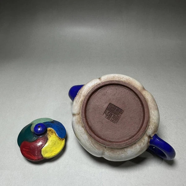Chinese Yixing Zisha Clay Handmade Exquisite Enamel Colour Mirror Teapot 15859
