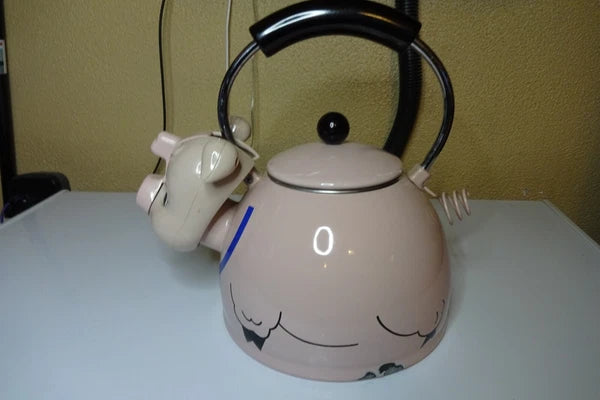 Vtg Kamenstein Pink Pig Whistling Teapot Tea Kettle