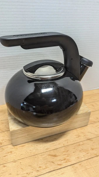 KitchenAid 1.5 Quart Porcelain Enamel Black Whistling Tea kettle