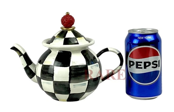 MacKenzie-Childs Courtly Check Enamel Tea For Me Pot New No Box