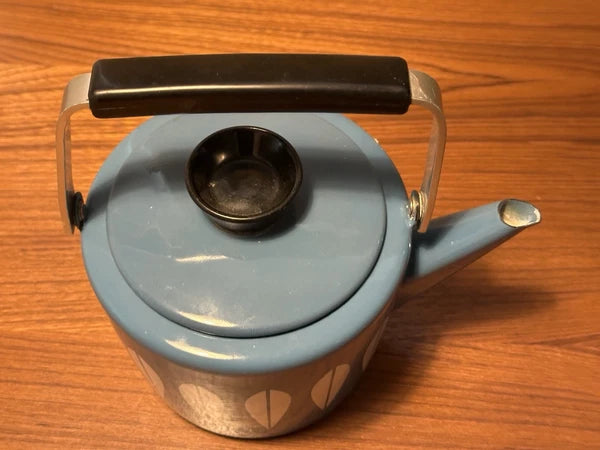 Mid-century Vintage Baby Blue Enamel Lotus Catherine Holm Tea Kettle Pot