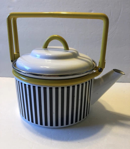 Gailstyn-Sutton Katja House Enamel Teapot Kettle 1984 Abstract Bar Code Design