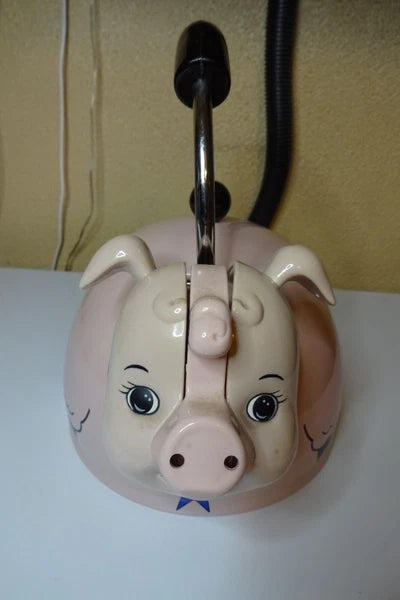 Vtg Kamenstein Pink Pig Whistling Teapot Tea Kettle