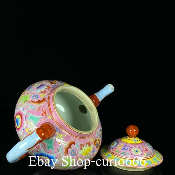 Yongzheng Marked Colour Enamel Porcelain Flower Ruyi Pattern Wine Kettle Tea Pot