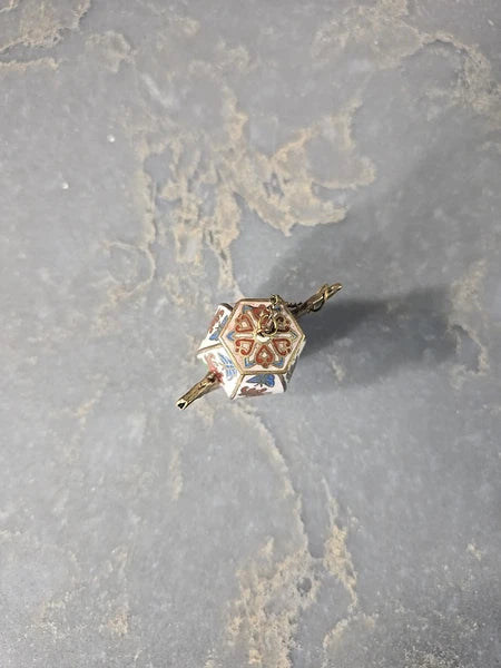 Vintage Cloisonné Brass & Enamel Miniature Lidded Tea Pot