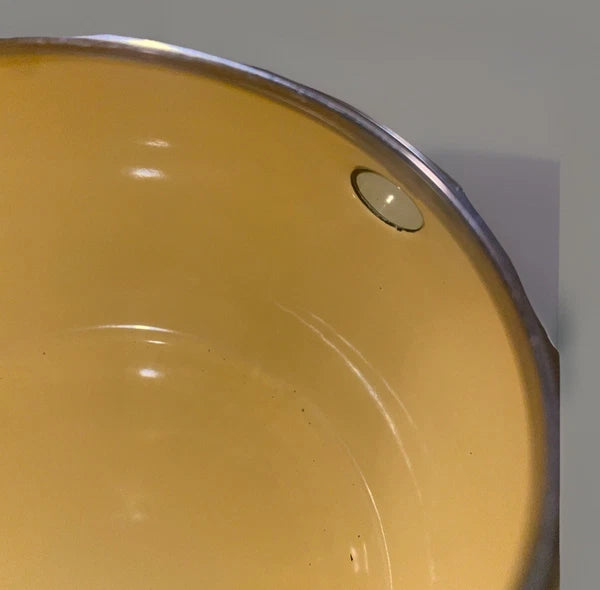 MM Kamenstein Corp. Whistling Tea Kettle Yellow Fish Teapot Enamel Kitschy READ
