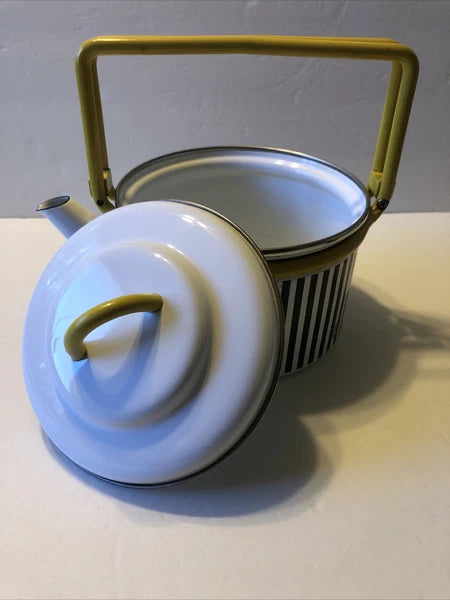 Gailstyn-Sutton Katja House Enamel Teapot Kettle 1984 Abstract Bar Code Design
