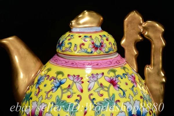 8.8" Yongzheng Chinese Colour Enamel Porcelain Teapot Kettle Cup Plate Set