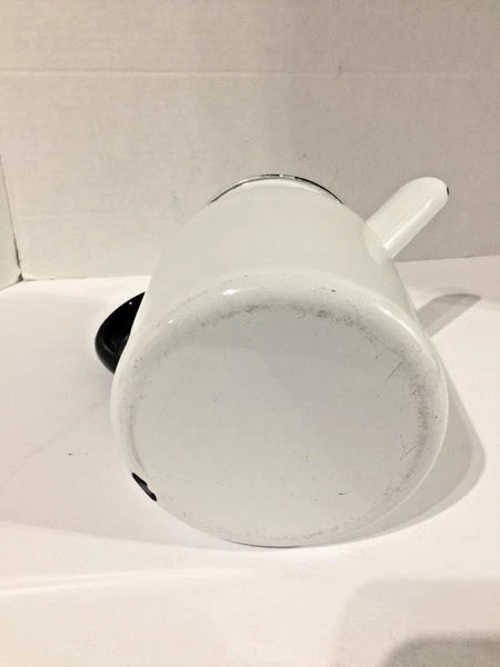 Vintage White Enamelware Coffee/Tea Pot Kitchen,Cottage,Farmhouse Camping Décor!