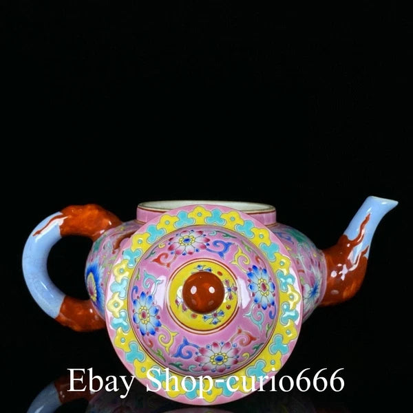 Yongzheng Marked Colour Enamel Porcelain Flower Ruyi Pattern Wine Kettle Tea Pot