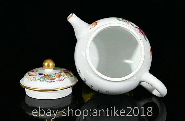 5.6" Old Chinese Qianlong Enamel Porcelain Eight Treasures Tea Pot Kettle