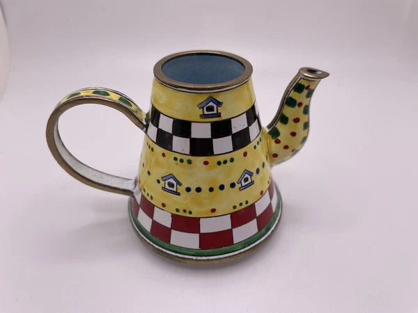 Kelvin Chen Miniature Enamel Teapot Farmhouse #2323 No Lid 2.5x2.5