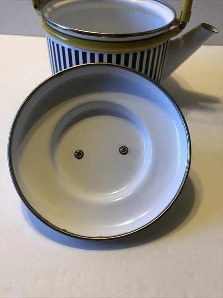 Gailstyn-Sutton Katja House Enamel Teapot Kettle 1984 Abstract Bar Code Design
