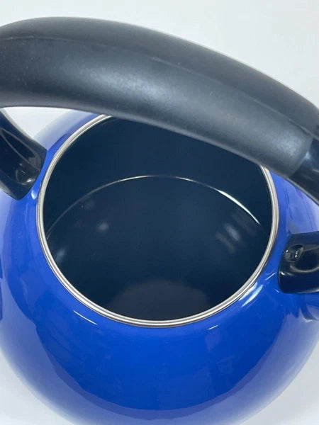 NOS COPCO CAMDEN 2QT BLUE ENAMEL WHISTLING TEA KETTLE POT