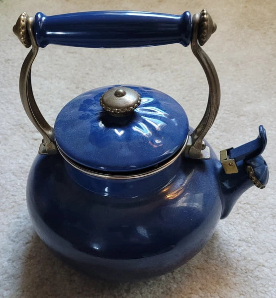 Vintage blue Enamel Teapot