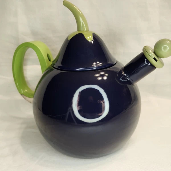 VTG Copco Eggplant Enamel Tea Kettle Teapot Blue Green~Lid & Spout~ PRETTY!!