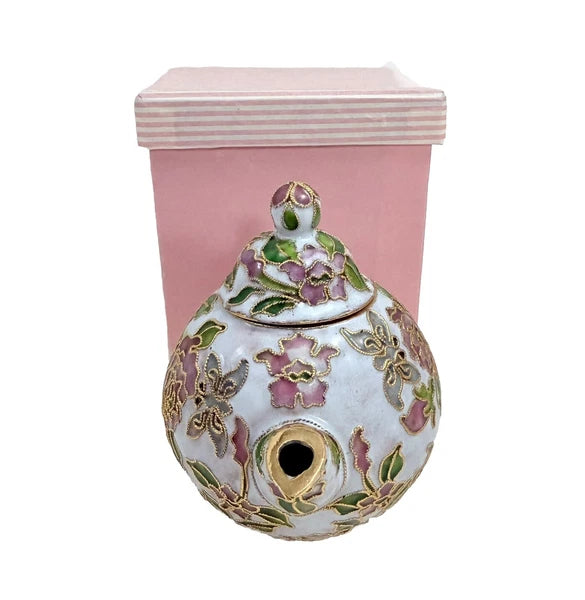 Vintage Teapot Enamel Cloisonne Mini Teapot Pink Nyco 3.75" New