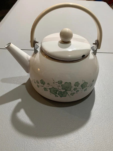 Vintage Callaway Green Ivy Enamel Teapot