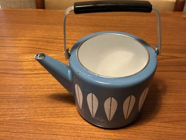 Mid-century Vintage Baby Blue Enamel Lotus Catherine Holm Tea Kettle Pot
